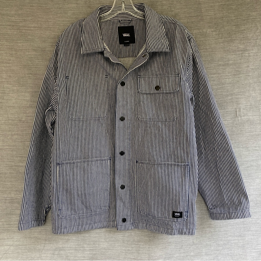 Vans Men's Black & White Striped Lightweight Shirt Jacket